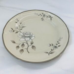 Southampton Stoneware Collection 10.5” Plate Gray Floral Made in Japan